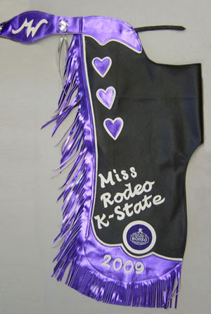 Miss Rodeo K-State 2009 Chaps made by Circle R Chaps of Abilene Kansas